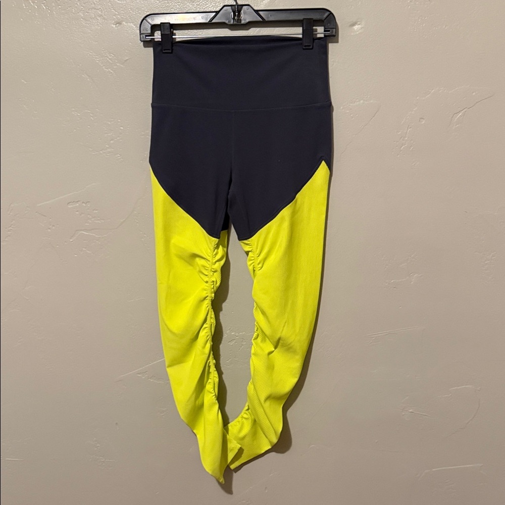 Zyia Active Color Block Navy Blue and Yellow Women's Leggings 4 - Picture 1 of 10
